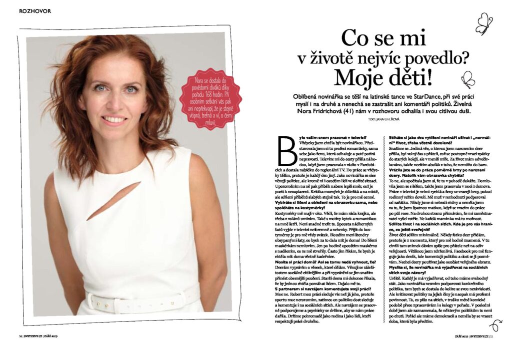 Nora Frydrichová rozhovor - redaktorka Jana Uhlířová - rozhovory se zajímavými lidmi